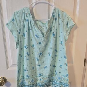 Liz Claiborne Light Blue Floral Blouse